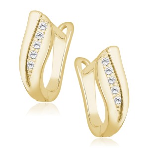 Cercei argint placati cu aur galben cu pietre DiAmanti Z1139DEG_W-DIA (Argint 925‰ 2,1 g.)